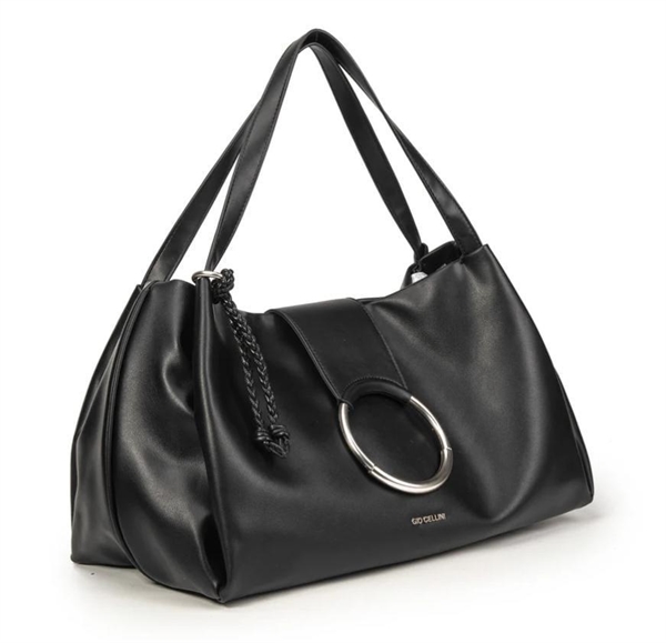 giò cellini borsa nera a spalla elemento cerchio coll.2026