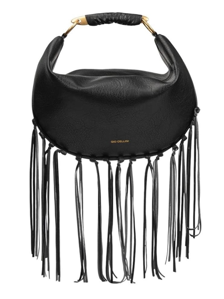 giò cellini borsa hobo a spalla con frange nero coll.2026