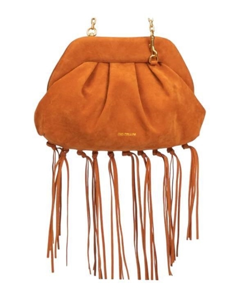 giò cellini borsa clutch con frange arancio coll.2026