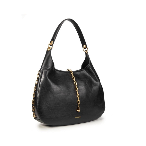 giò cellini borsa shopper nera semiluna catena decorativa 26