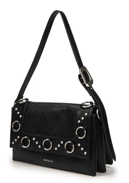 giò cellini borsa tre scomparti nero borchie cerchio coll.2026