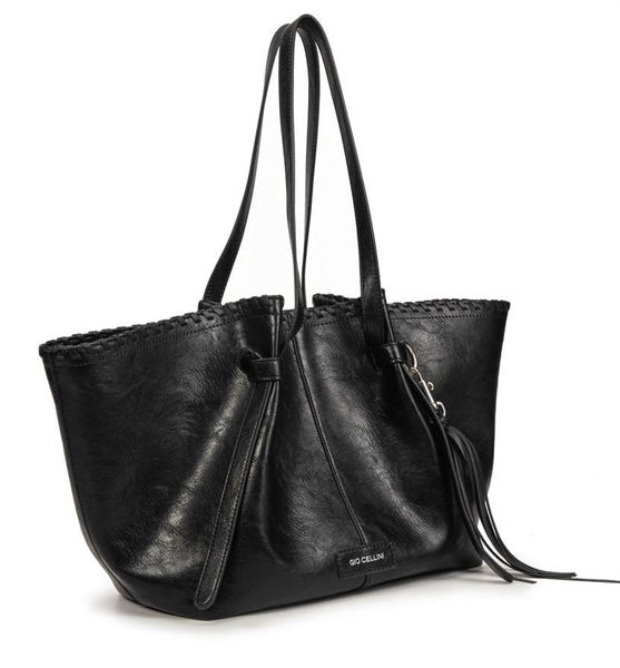 giò cellini borsa shopper nera con nodi decorativi coll.2026
