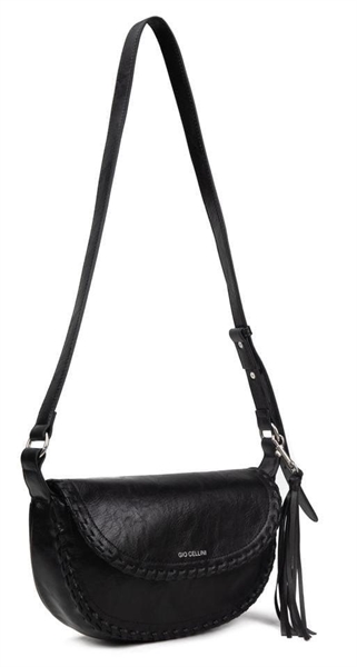 giò cellini borsa bandolina nera infilatura decorativa coll.26