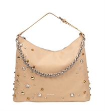 giò cellini borsa shopper a spalla beige con borchie mix coll.26