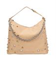 giò cellini borsa shopper a spalla beige con borchie mix coll.26