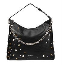 giò cellini borsa shopper a spalla nera con borchie mix coll.26