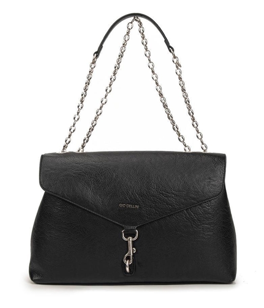 giò cellini borsa nera con patta chiusura gancio coll.2026
