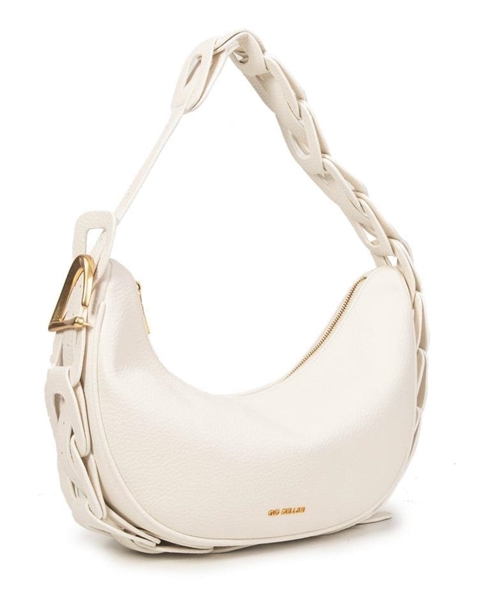 giò cellini borsa mezzaluna bianca spalla intreccio decorativo