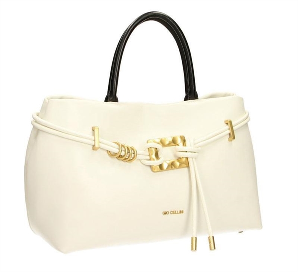 giò cellini borsa a mano bianco con fibbia oro quadrata col.2026