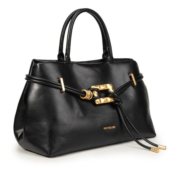 giò cellini borsa a mano nero con fibbia oro quadrata coll.2026