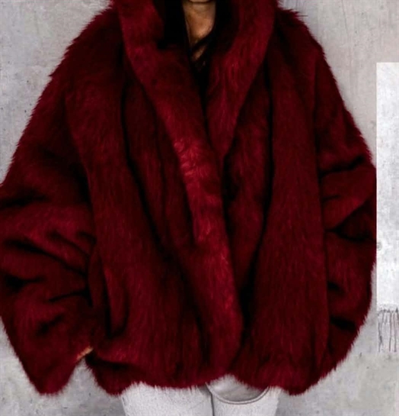 Gio Cellini giacca corta ecopelliccia cappuccio bordeaux tg M/L